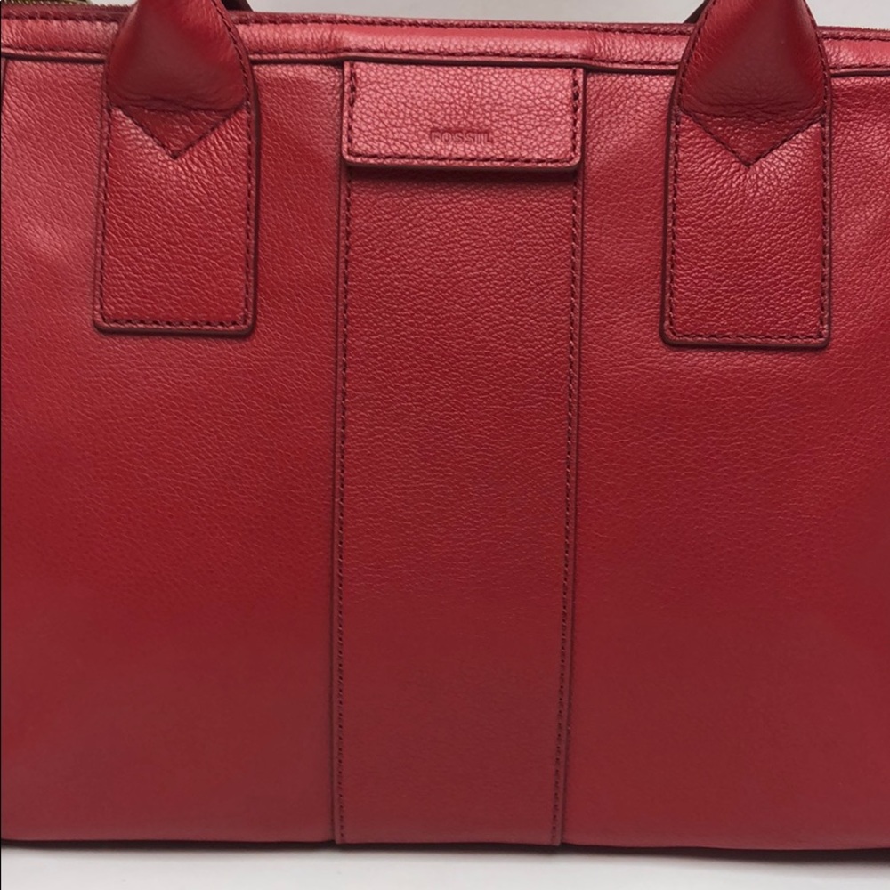 Fossil Crimson Shoulder Bag Satchel Leather New - Picture 7 of 8